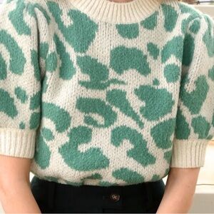 Rita Jacquard Puff Sleeve Sweater
